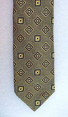 British silk check tie by M&S navy gold squares